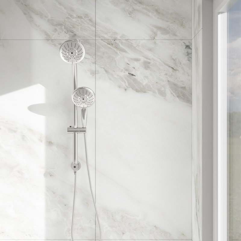 5" Multi Function Dual Shower Head, With Adjustable Slide Bar, Chrome