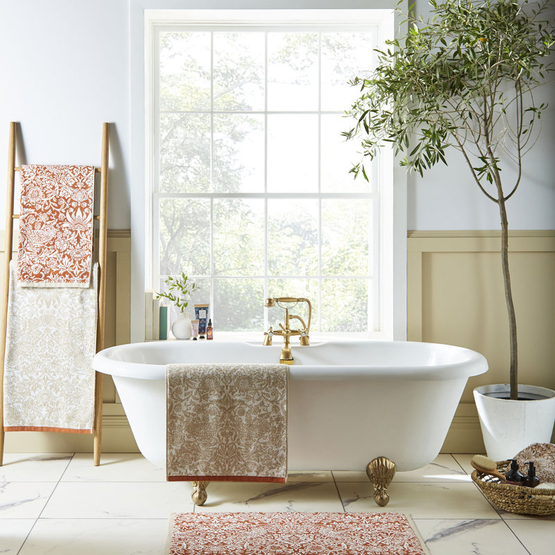 100% Cotton, Hand Towel, Orange Floral