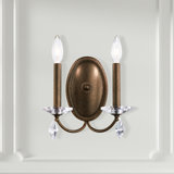 Modique 2 Light 10in x 11.5in Wall Sconce in Antique Silver with Clear Heritage Handcut Crystals