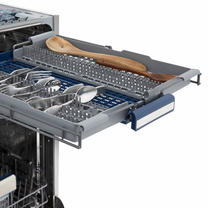 ZLINE Autograph Edition 24" Tallac Series 3rd Rack Top Control Built-In Tall Tub Dishwasher in Custom Panel Ready with Accent Handle, 51dBa