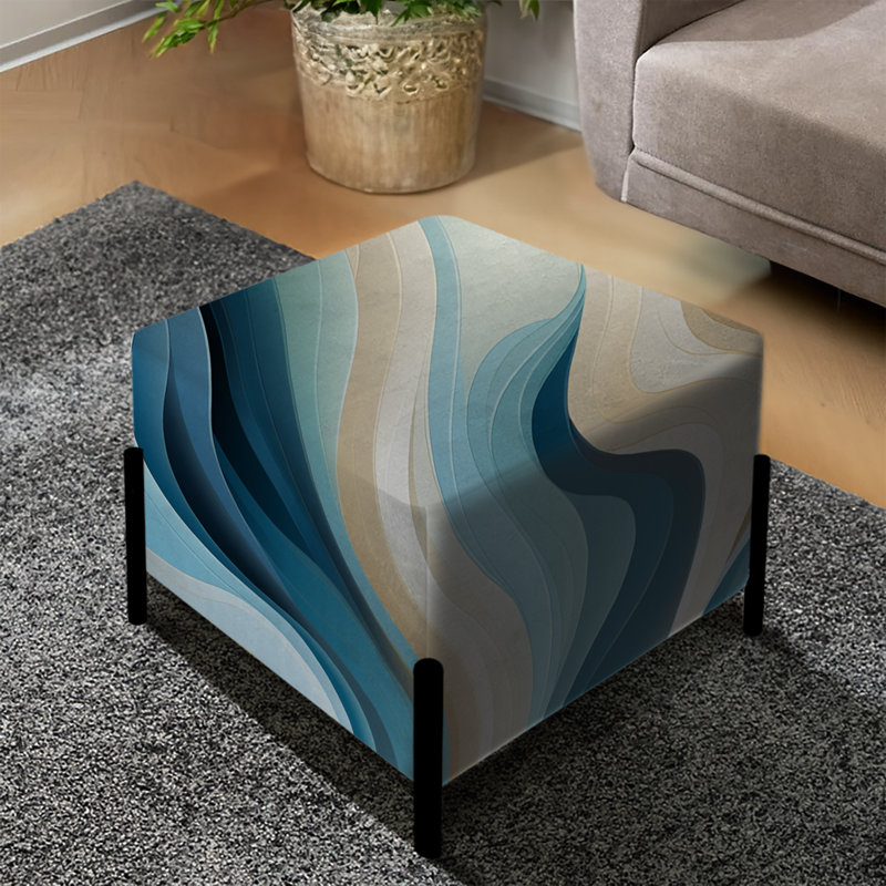 Coastal Harmony - Abstract Square Ottoman