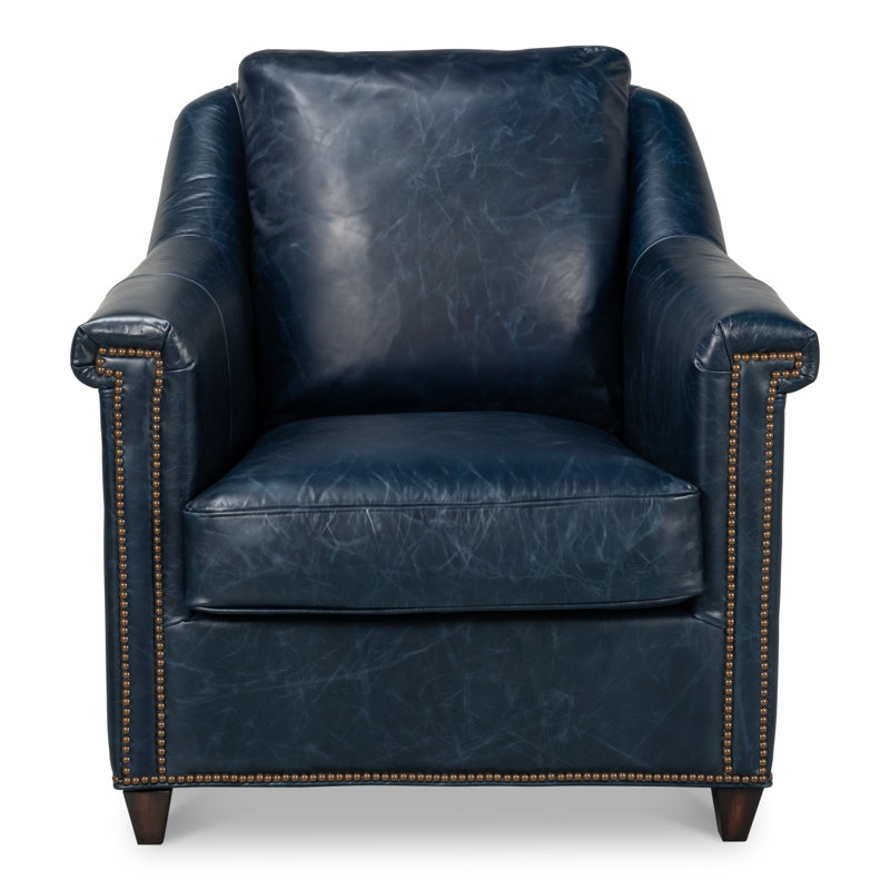Vandike Club Chair, Chateau Blue Leather