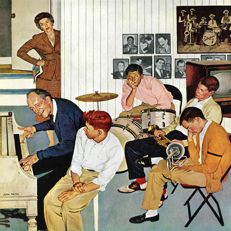 Reproduction d’art sur toile tendue, "bourrage de dad" par john négligeable faisant, H 48 po x l 48 po