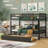 77" Solid Rubber Wood Bunk Bed with Trundle - Twin over Twin Convertible into 2 Separate Beds-2068946954