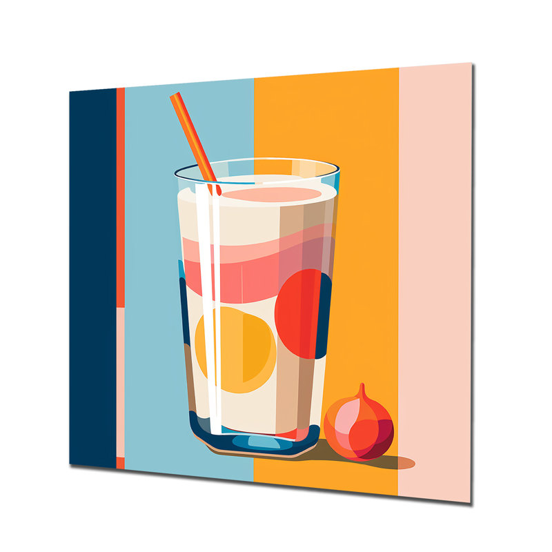 Tourbillon de lait jaune et rouge - Art mural en métal laiteux, H 16 po x l 16 po x P 1 po