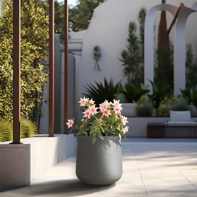 Grand pot à fleurs Brenno, H 13,4 po x l 13 po x P 13 po, Finition pierre