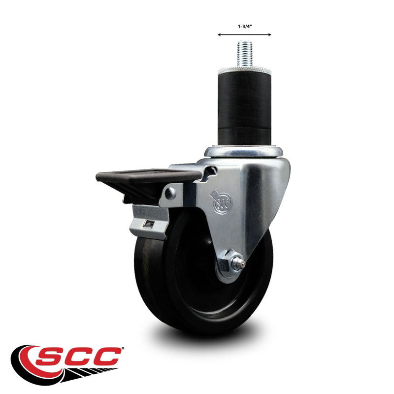 Phenolic Swivel Expanding Stem Caster with Brake SCC PLB 4" x 1-3/4"