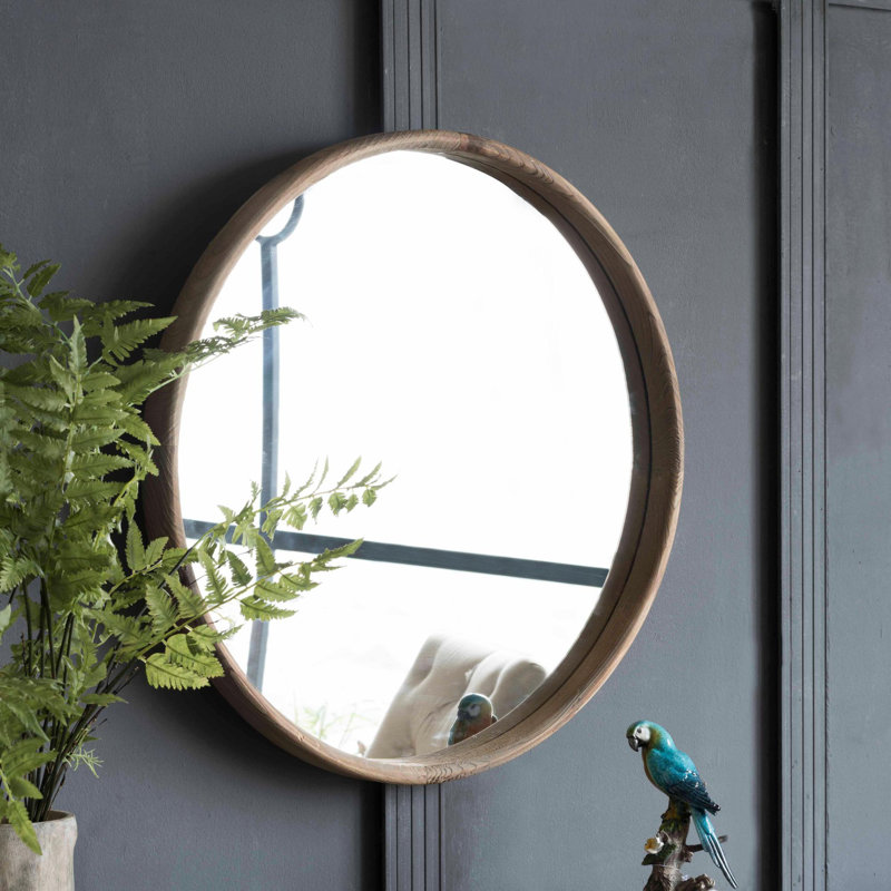 Round wall mirror, Light Brown