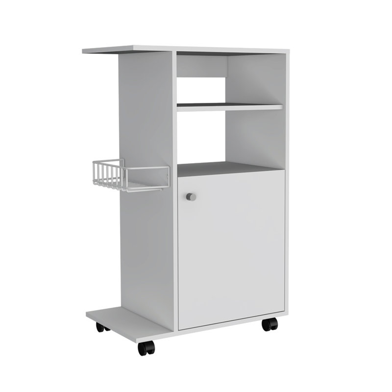 Chariot de cuisine Clip, armoire à une porte, quatre roulettes - blanc