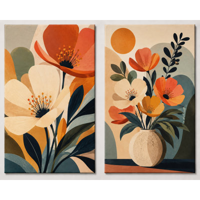 Grand ensemble de 2 reproductions d'art sur toile de style campagnard rustique, charmante maison de campagne pour une impression sur toile 16 x 24 pouces - prête à être accrochée