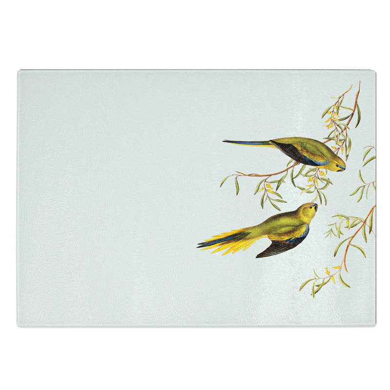 Glass Elegant Grass-Parakeets by Elizabeth Gould Chopping Board, 39 cm W x 28.5 cm L