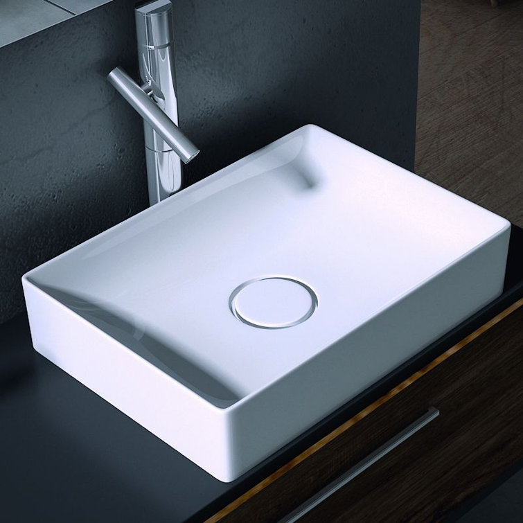 WS Bath Collections Vision 14.2'' White Ceramic Rectangular Bathroom Sink