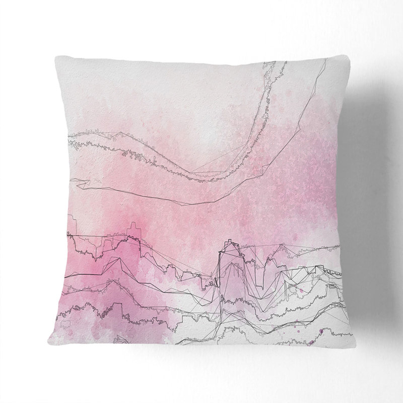 Pink Fog over the City Cushion with Filling, 40cm H x 40cm W x 15cm D