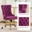 Chaise de bureau moderne en velours capitonné avec piètement en métal doré, chaise de bureau pivotante et réglable (violette)-200964204