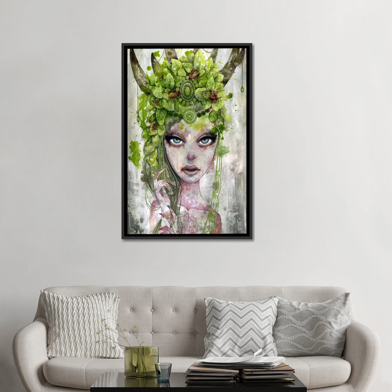 «Summer Crown» par Megan Majewski - Impression sur toile, H 26 po x l 18 po x P 1,5 po, Toile avec cadre noir, Pas de tapis