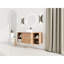 Meuble-lavabo de salle de bain de 122 cm (48 po) avec lavabo en céramique décorative, 2 étagères de rangement, porte à fermeture amortie, contreplaqué – style contemporain, imitation chêne, dimensions des étagères : 114 cm (45 po), poignées dissimulées