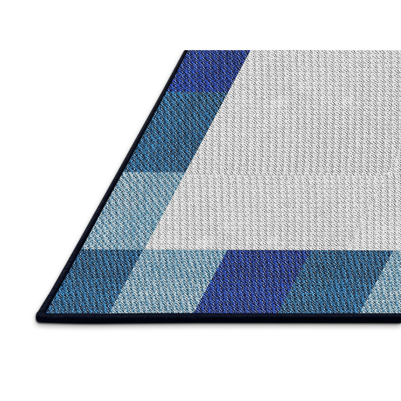 Tapis bleu marine à motif géométrique Antrina, Rectangle 7 pi x 10 pi