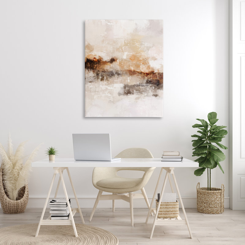 «Beige & Brown Abstract» sur toile par Ros Ruseva, H 48 po x l 36 po x P 1,5 po
