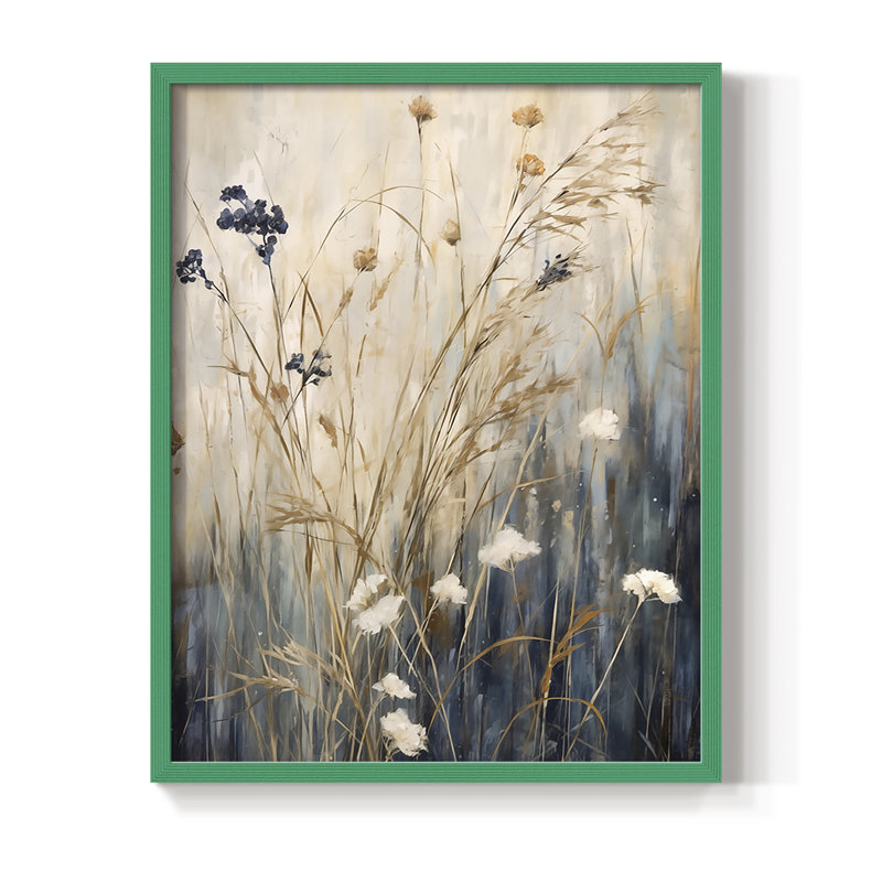 Reproduction encadrée FLORAL Series DCCDXVI - bois massif, H 30 po x l 24 po, Vert