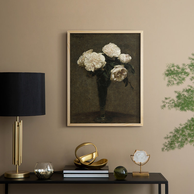 Impression florale vintage encadrée CLIX - bois massif, Naturel, H 21 po x l 17 po
