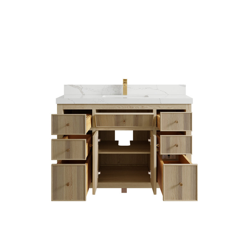 Ensemble de meuble-lavabo simple 36 po Curtis, Calacatta Laza, Brun
