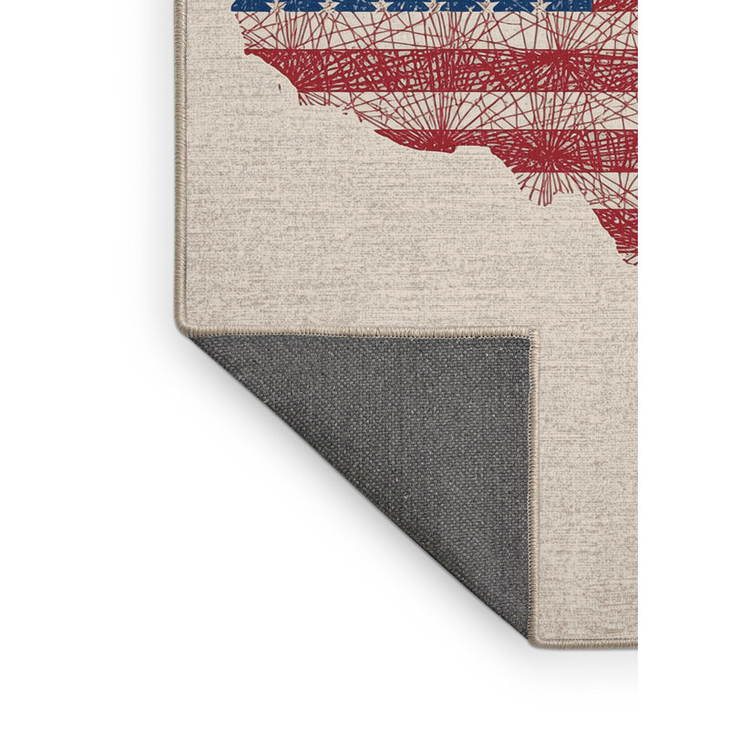 Soft Plush Esqueda July 4Th Modern & Contemporary Abstract Area Rug in Beige – Beige Binding, 6x9