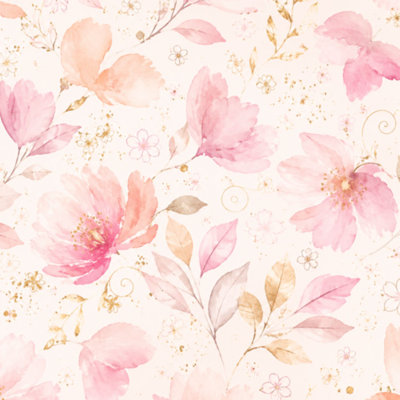 Rouleau de papier peint à peler et coller, aquarelle rose amovible, peinture fluide, marbre doré Dusty rose 17,7 po x H 118 po