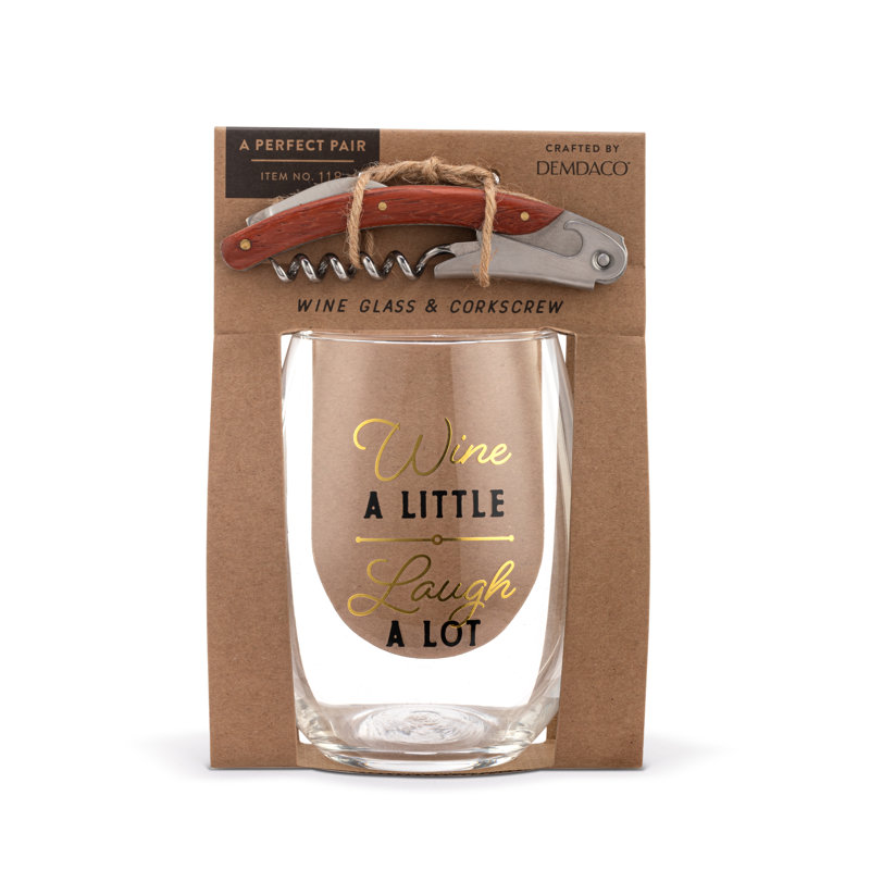 Laugh A Lot Wine Glass & Corkscrew Set - 10Oz