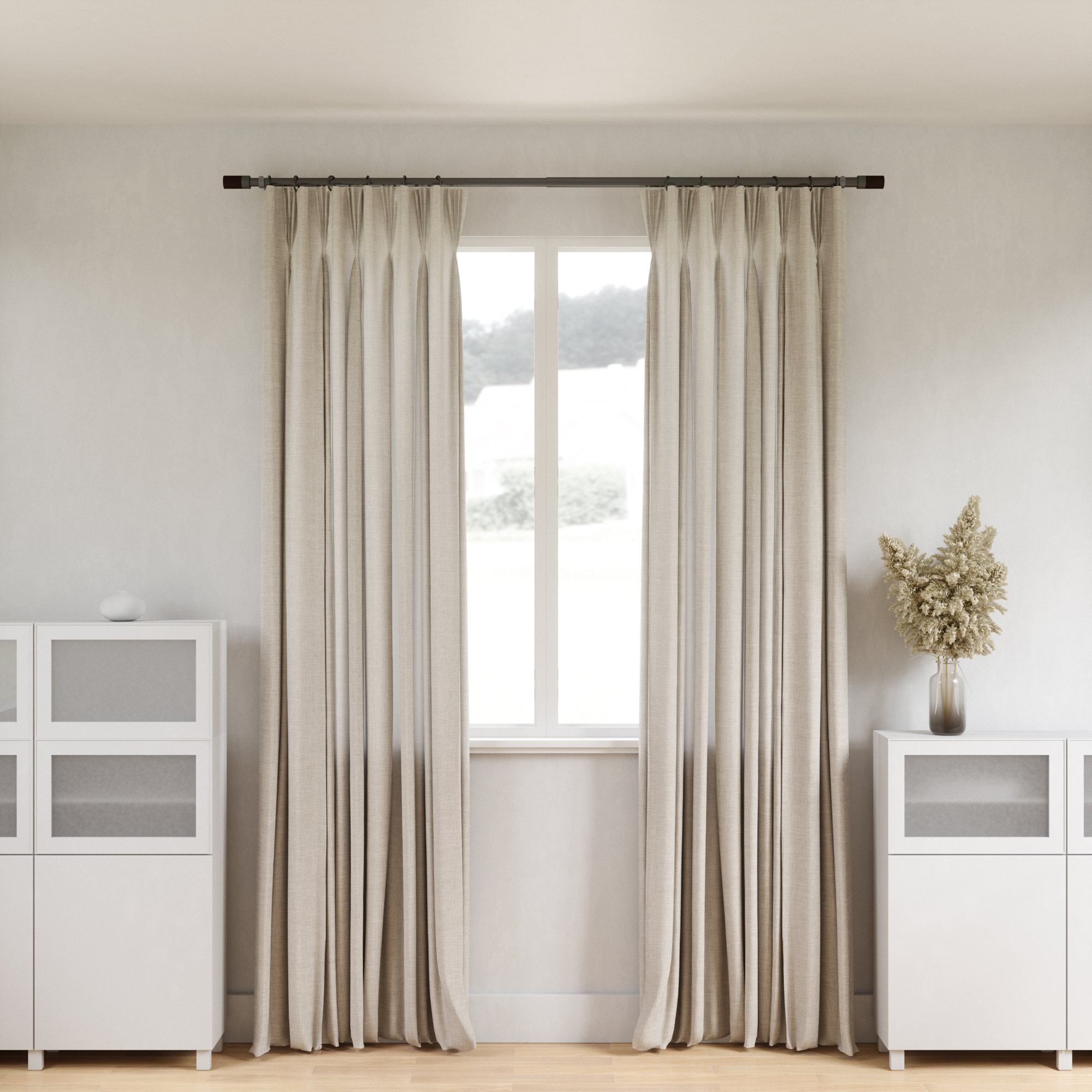 Blok 1" Adjustable Single Curtain Rod, Includes Finials, Brackets & Hardware, Gun Metal, 36" H x 72" W x 4'' D