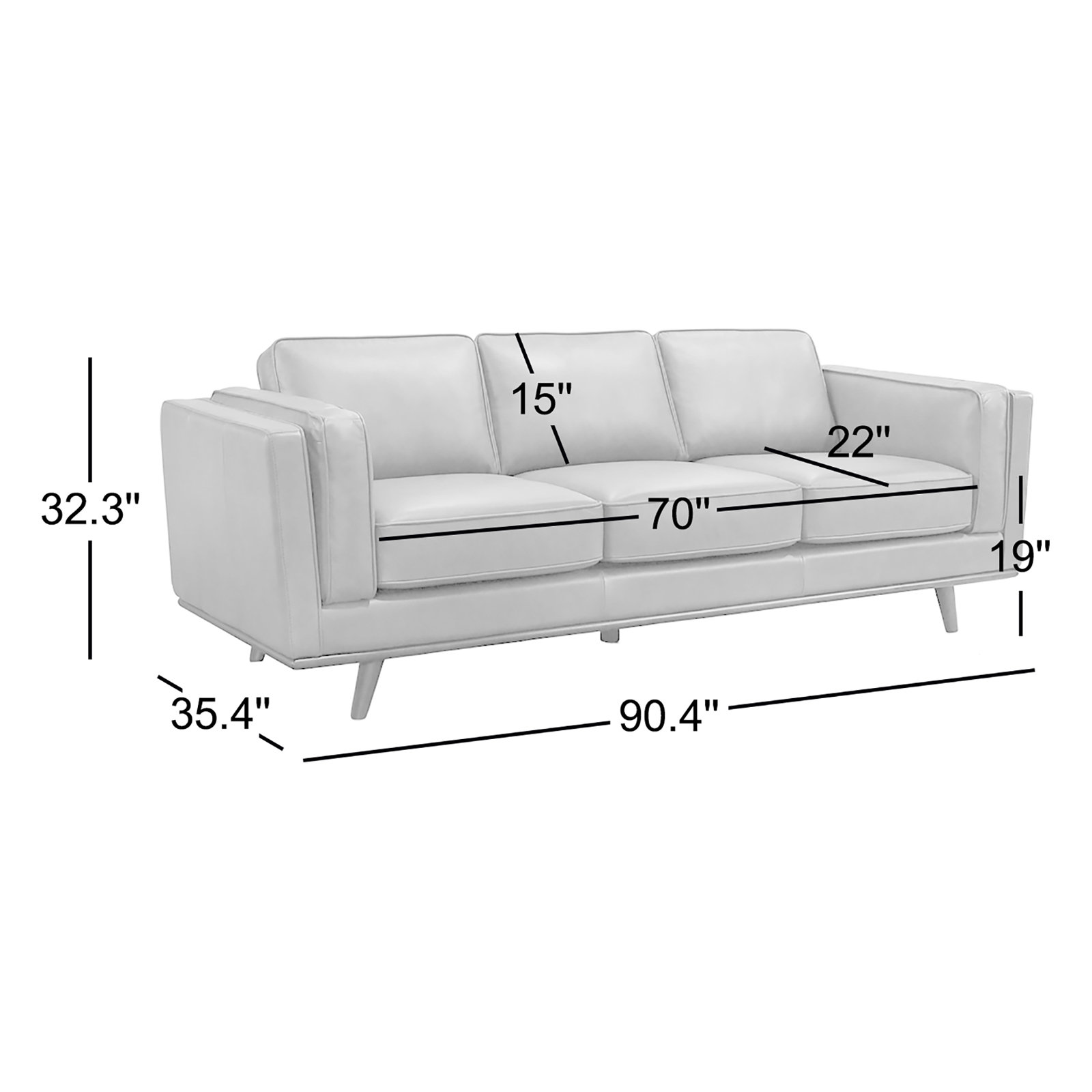 Freiro 90.4'' Genuine Leather Sofa, Tan Brown Genuine Leather