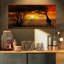 Typique coucher de soleil africain avec girafe - reproduction de photo sur toile tendue-436342854-450262052