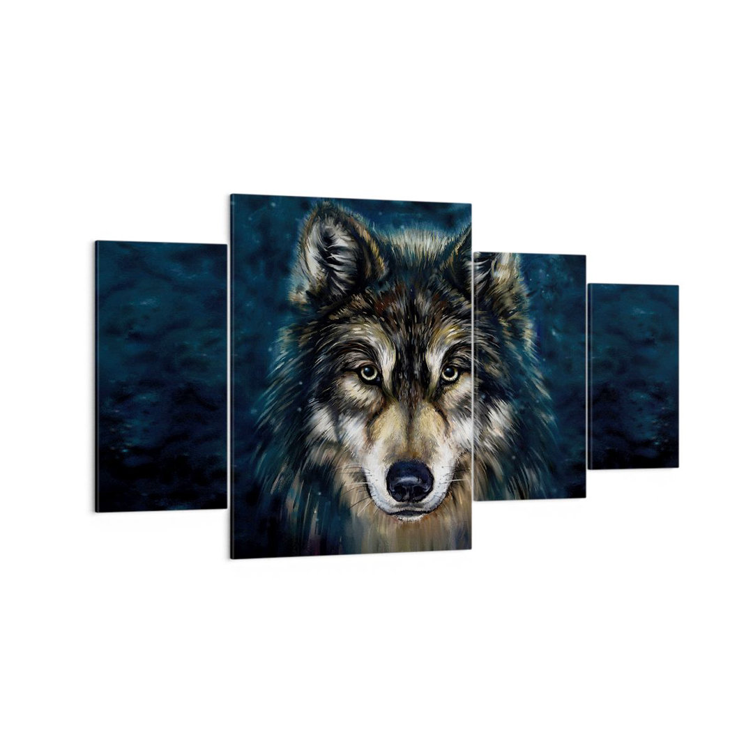 4-tlg. Leinwandbilder-Set Wolf Dark