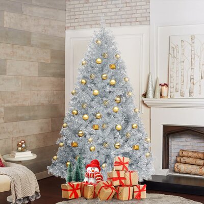 Hinged Unlit 6' Silver Fir Artificial Christmas Tree -  The Holiday AisleÂ®, 9CCBE31EFD78415DA1DFF0EDA16CF52B