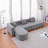 Modern  L shape boucle Sofa with curved seat