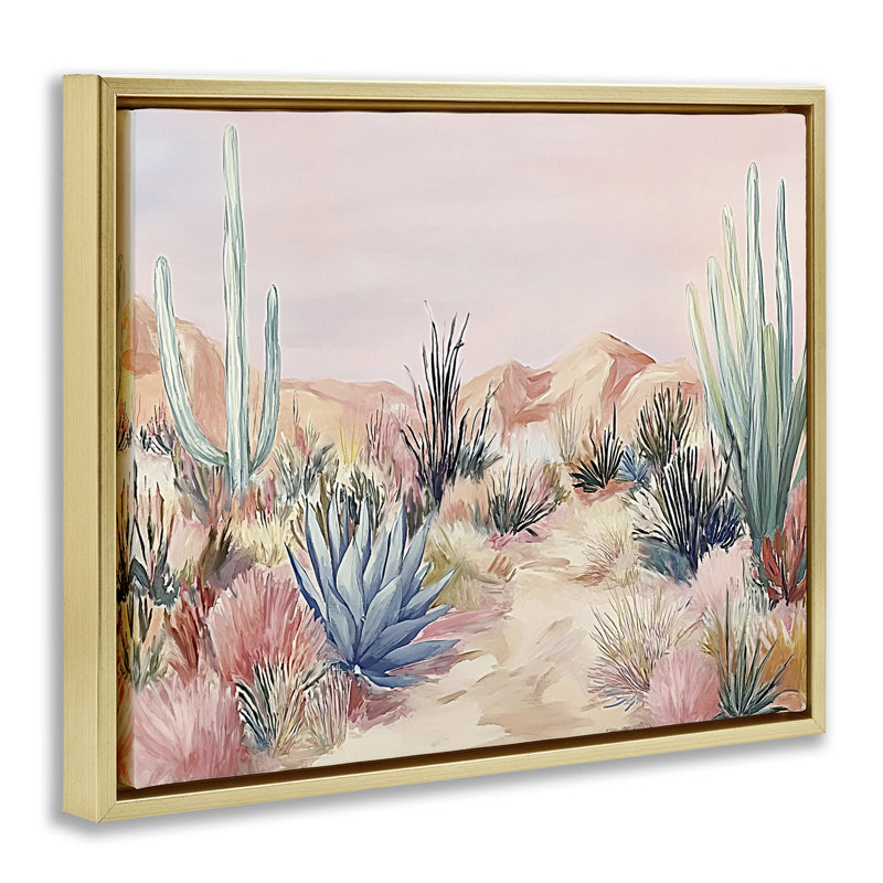Cadre flottant Pastel Desert Wonderland, design par Ramona Murdock, H 17 po x l 21 po, Cadre flottant métallique doré