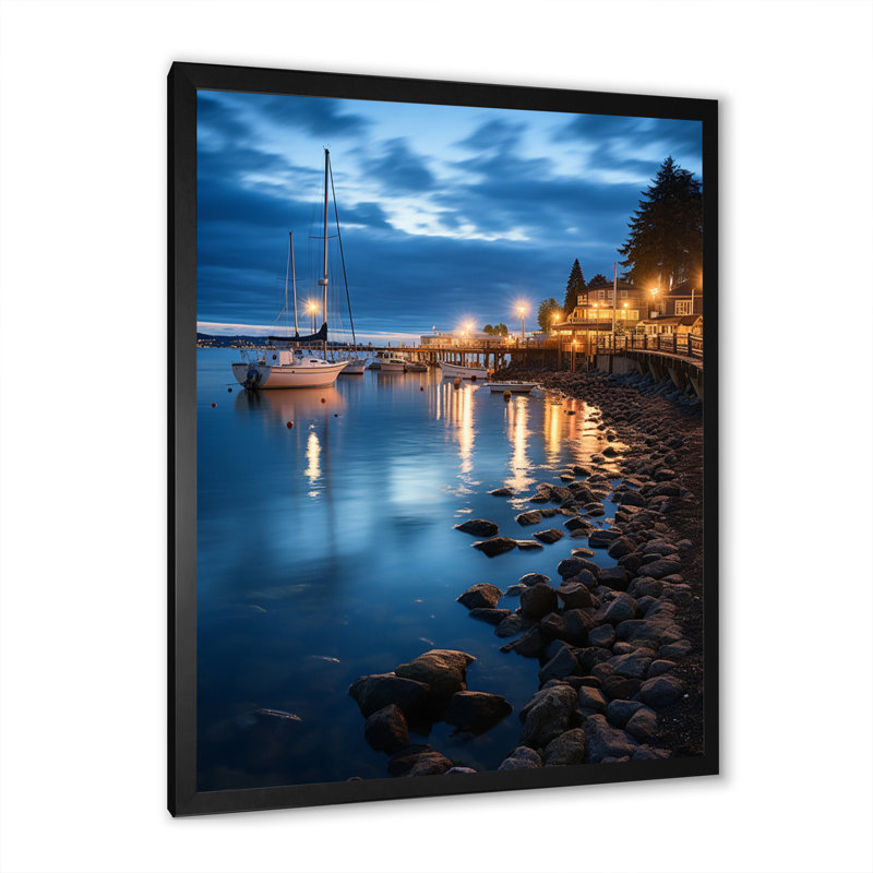 Port Harbor Serenade II sur toile, Cadre photo noir, H 20 po x l 12 po x P 1 po