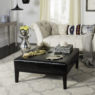 Aleshea 36.2" Wide Faux Leather Tufted Square Cocktail Ottoman by Red Barrel Studio
