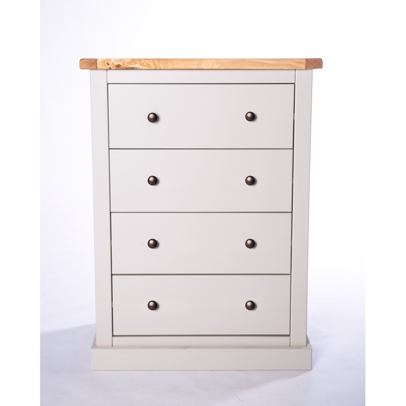 Phelps 70cm W 4 - Drawer Chest of Drawers, Grey/White, Brass