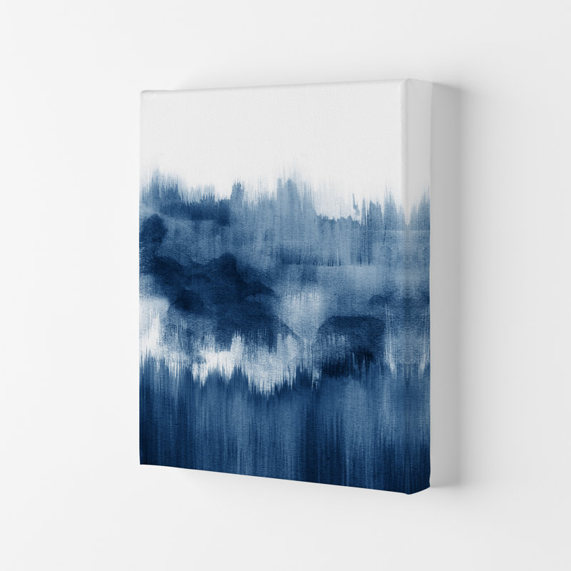 Blue Watercolour Brush Strokes - Print, Wrapped Canvas, 59.4 cm H x 42 cm W x 4 cm D