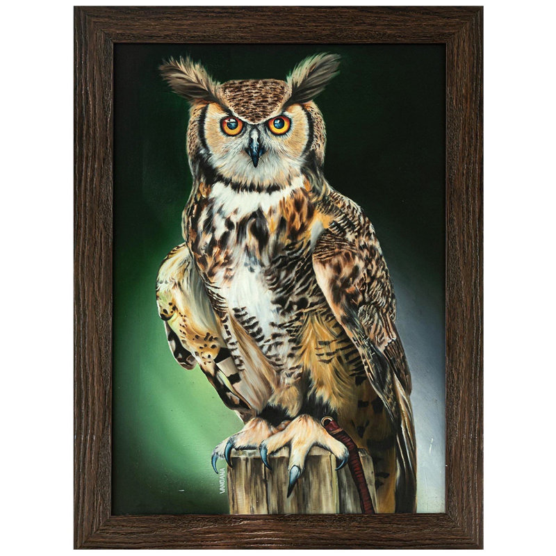 Peinture Goodluck Owl | Huile sur toile de lin en coton | Vandana Verma