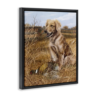  «Hunting Dog & Pheasant», art mural encadré flottant par Kevin Daniel