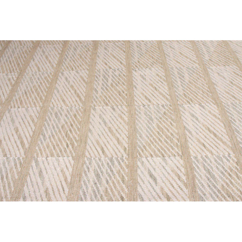 Scandinavian Hand Knotted Wool Geometric Area Rug, Rectangle 12' x 15'