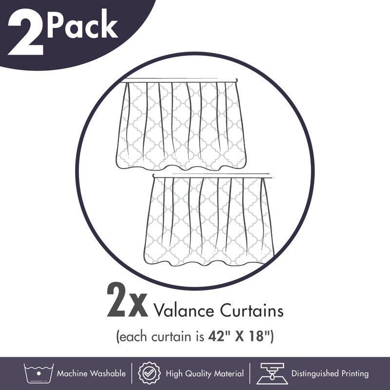 Charcoal Grey White Satin Polyester Polka Dot Valance 42" x 12"