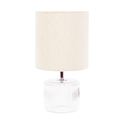 Rokiatou Clear Glass Table Lamp with Natural Lamp Shade