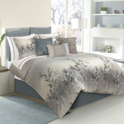 Riviera Green/Silver Microfiber Farmhouse / Country Comforter Set