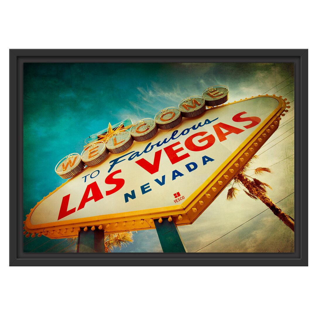 Gerahmtes Wandbild Las Vegas Retro Look