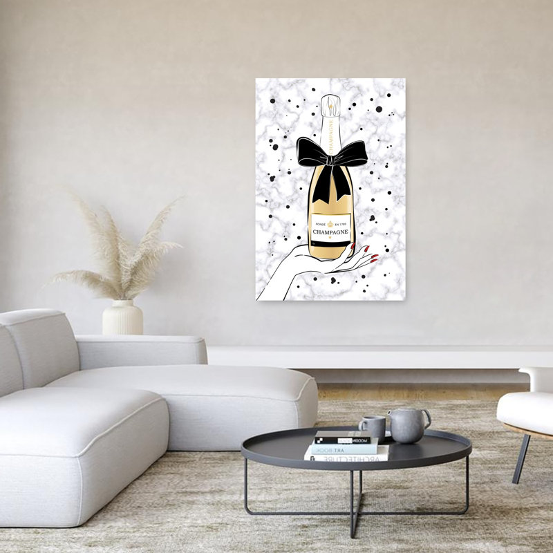 Elegant Champagne Bottle Modern Contemporary Wall Art Print, 152.4cm H x 101.6cm W