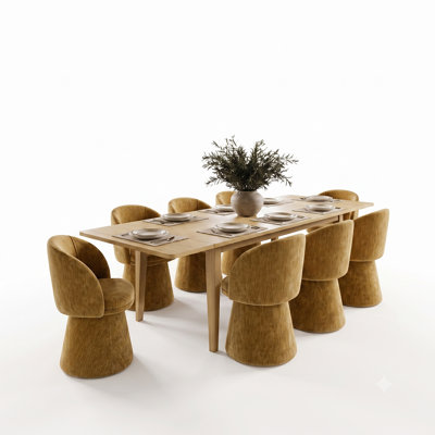 Ensemble de table de salle à manger extensible moderne avec chaises rembourrées pivotantes à 360 °
