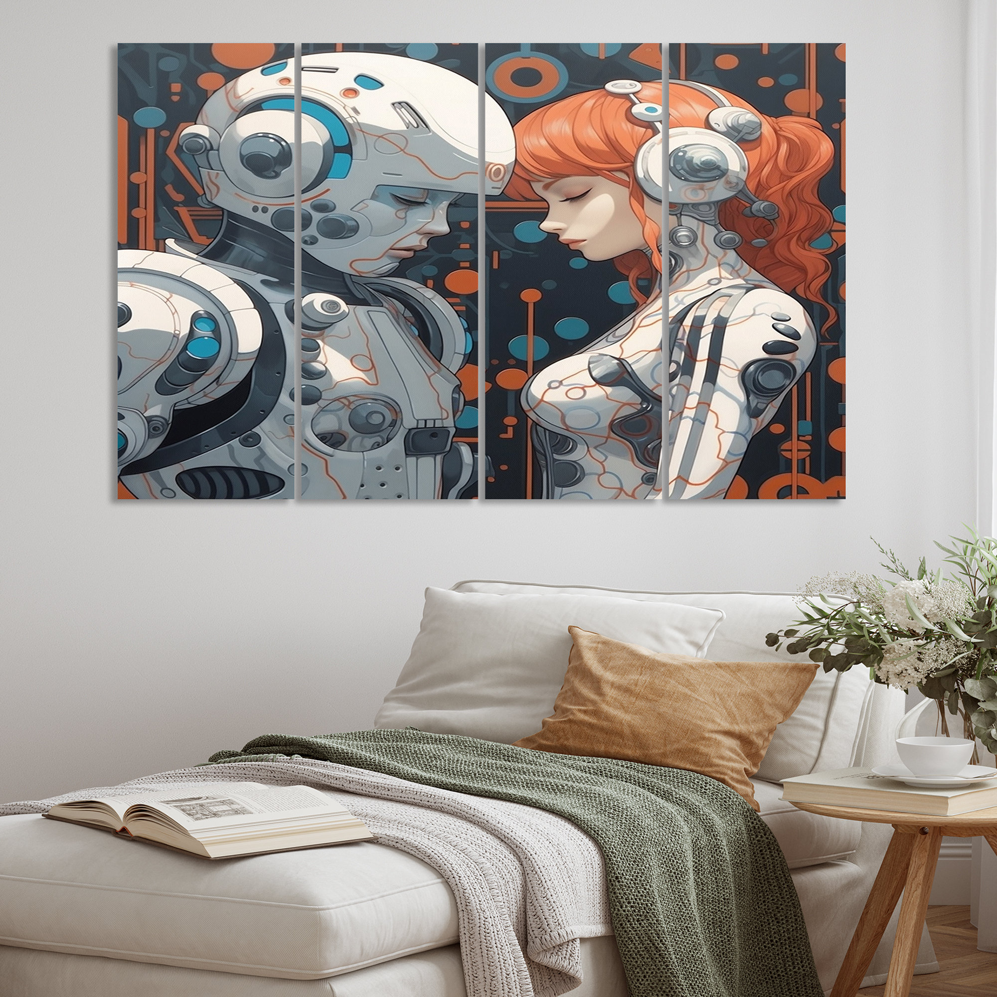 Trinx Hot Robots In Love Retro Illustration III - Robot Wall Art Print ...