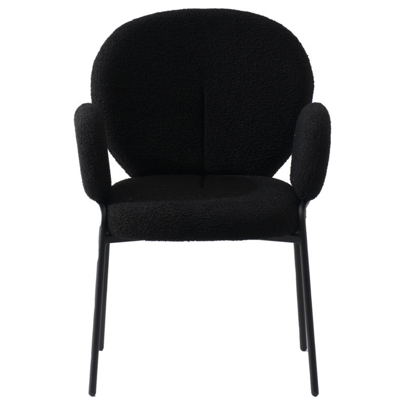 Chaise avec accoudoirs en tissu Amelia, Ensemble de 4, Noir, Noir